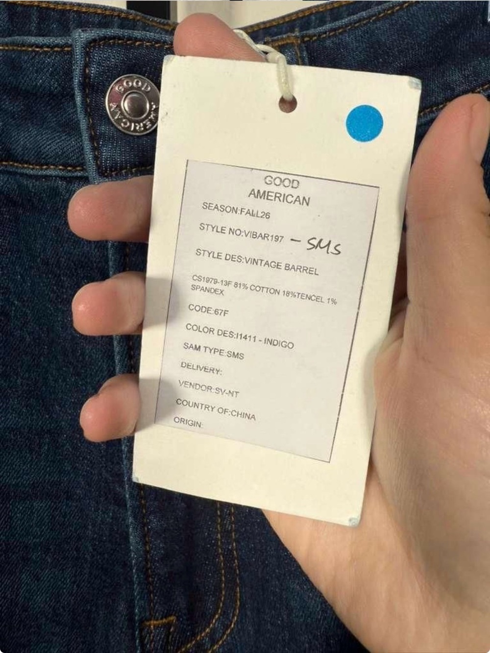 Good American Indigo High-Rise Barrel Jeans